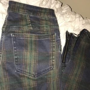 FREE PEOPLE - Plaid Moto Jeans
